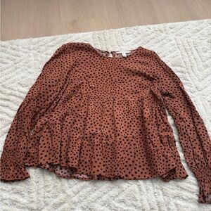POPSUGAR Brown Polka Dot Blouse